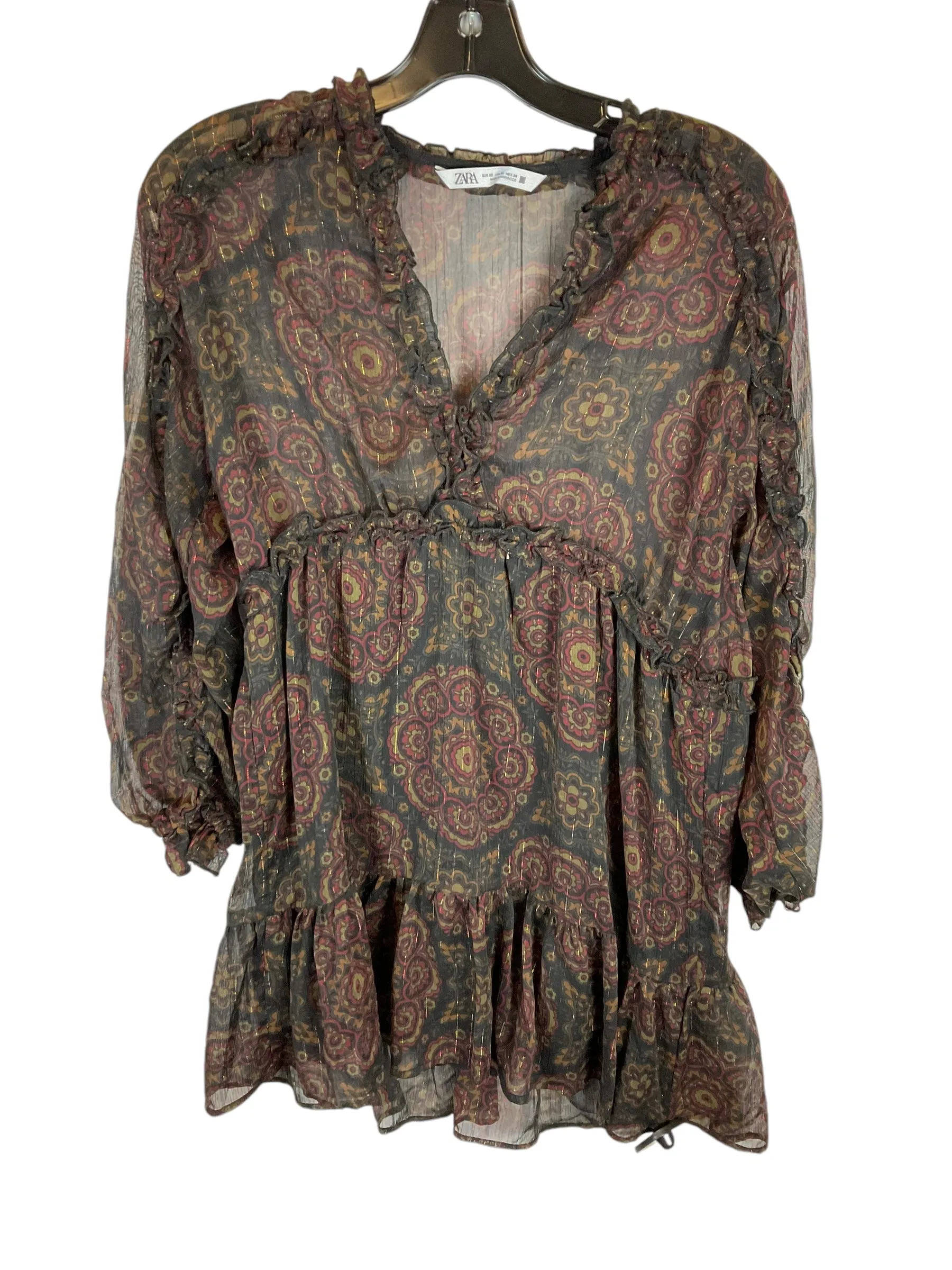 Dress Casual Short By Zara In Black & Brown, Size: Xs