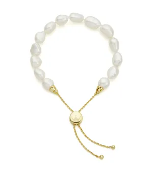 Jersey Pearl Zara White Baroque Pearl Bracelet, Yellow Gold 1931440