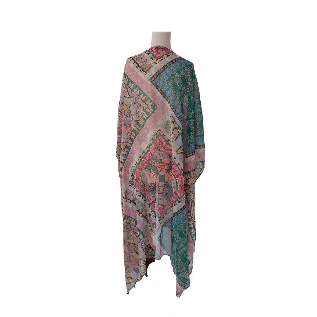 ZARA Green & Pink Printed Sheer Cover-up | Like new |