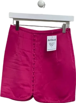 (Zara) (Pink) (Button-Front Mini Skirt) (UK XS)
